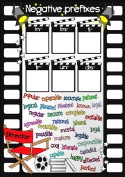 English Worksheet: Negative prefixes - in-, im-, il-, ir-. un-. dis- (KEY included)