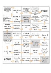 Tense and Vocabulary Revision Board Game