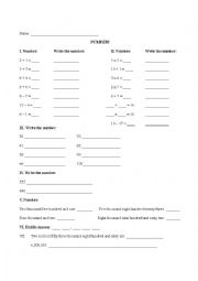 Numbers Presentation Sheet