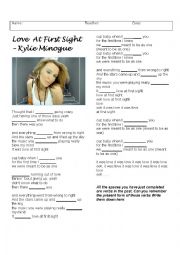 English Worksheet: Love at First Sight - Kylie Monigue (Simple past)