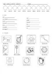English Worksheet: Colors and vocabulary