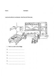 English Worksheet: there is/are