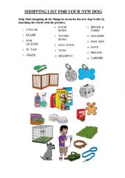 English Worksheet: Dogs Shopping List