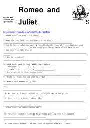 English Worksheet: Romeo and Juliet 