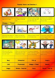English Worksheet: Physical States and Emotions Part 1 of 4