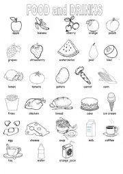 English Worksheet: Food and Drinks