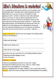 English Worksheet: Alice adventures in wonderland