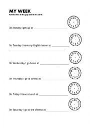 English Worksheet: My week