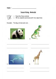 English Worksheet: Describing Animals 