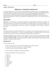 English Worksheet: CHEMICAL TECHNICIANS 