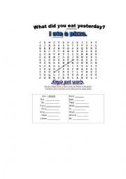 Simple Past  tense wordsearch