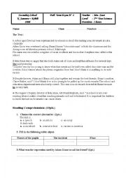 English Worksheet: devoir 2nd form