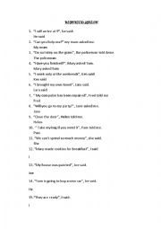 English Worksheet: Reported Speech