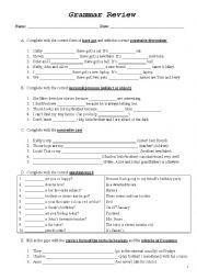 English Worksheet: Grammar review 7th grade