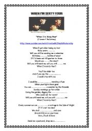 English Worksheet: The Beatles -When Im sixty-four - gap fill and future forms