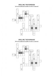 English Worksheet: Numbers in crosswords