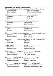 MULTIPLE CHOICE INTERMEDIATE ALL TENSES + RELATIVES