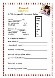 English Worksheet: Song firework