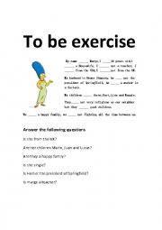 English Worksheet: the simpsons to be exercise