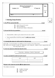 English Worksheet: Mid-Term Test N2 For Bac Students