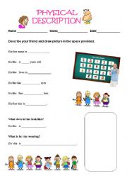 English Worksheet: Physical Description