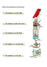 English Worksheet: in, on and under