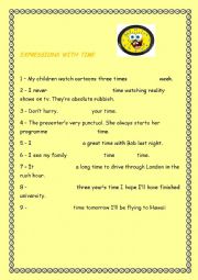 English Worksheet: Time expressions - gap filling