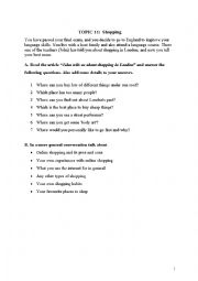 English Worksheet: Shopping