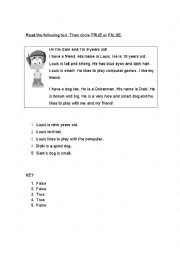 English Worksheet: Reading Comprehension