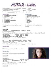 English Worksheet: Royals - Lorde