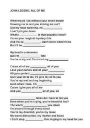 English Worksheet: JOHN LEGEND - All of me