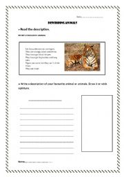 English Worksheet: Describe your favorite animal