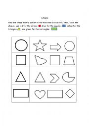 English Worksheet: Shape for kindergarden