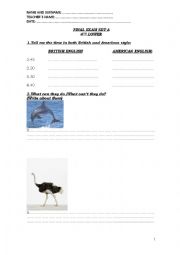 English Worksheet: final exam for 4th or 5th graders