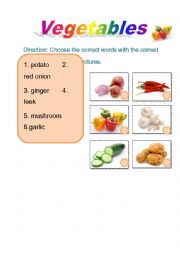 English Worksheet: vegetable vocabulary