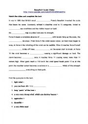 English Worksheet: Beaufort Scale Youtube video