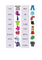 English Worksheet: Clothes domino