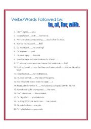 Verbs followed by to, at, for, with