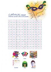 English Worksheet: Carnival Word puzzle