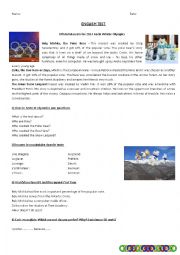 English Worksheet: Sochi 2014 and their mascots