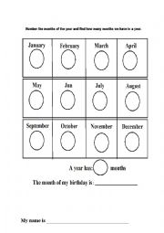 English Worksheet: Monthsof the year