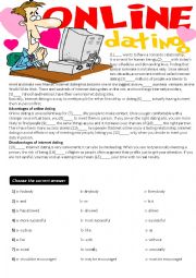 English Worksheet: Cloze Test+Writing- Online Dating (key is given)