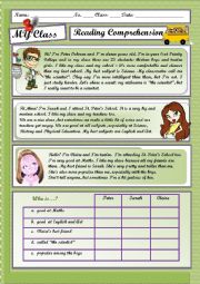 English Worksheet: MY CLASS - Reading comprehension 