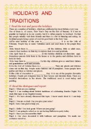 English Worksheet: BRITISH HOLIDAYS AND TRADITIONS