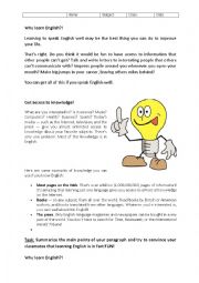 English Worksheet: Reasons to learn English