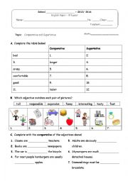 English Worksheet: Comparative and Superlative Paper