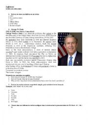 English Worksheet: George W Bush in simple past