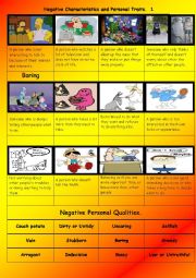 English Worksheet: Negative Characteristics and Personal Traits.  1