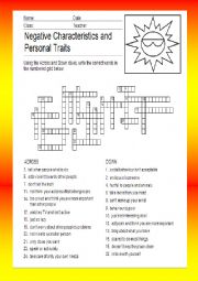 Negative Characteristics and Personal Traits.  3