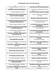 English Worksheet: Partner sheet reported speech